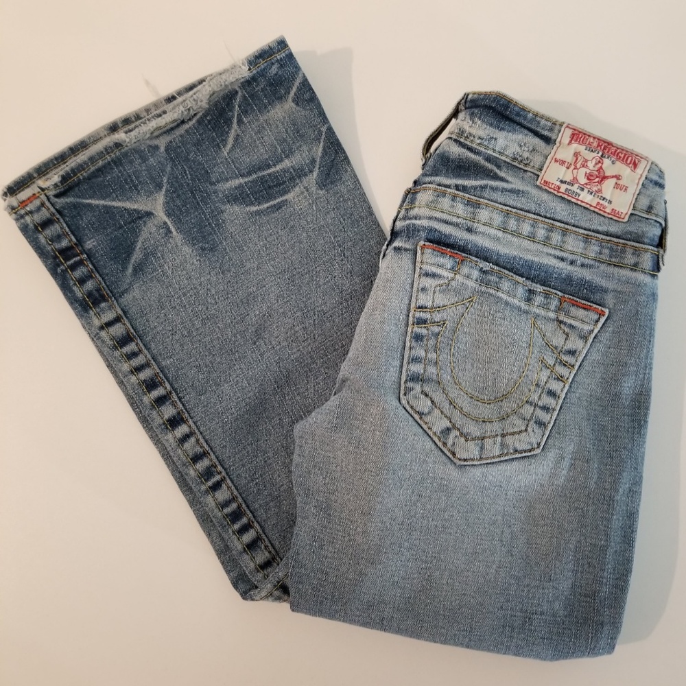 True Religion Joey Flare Acid Wash Jeans